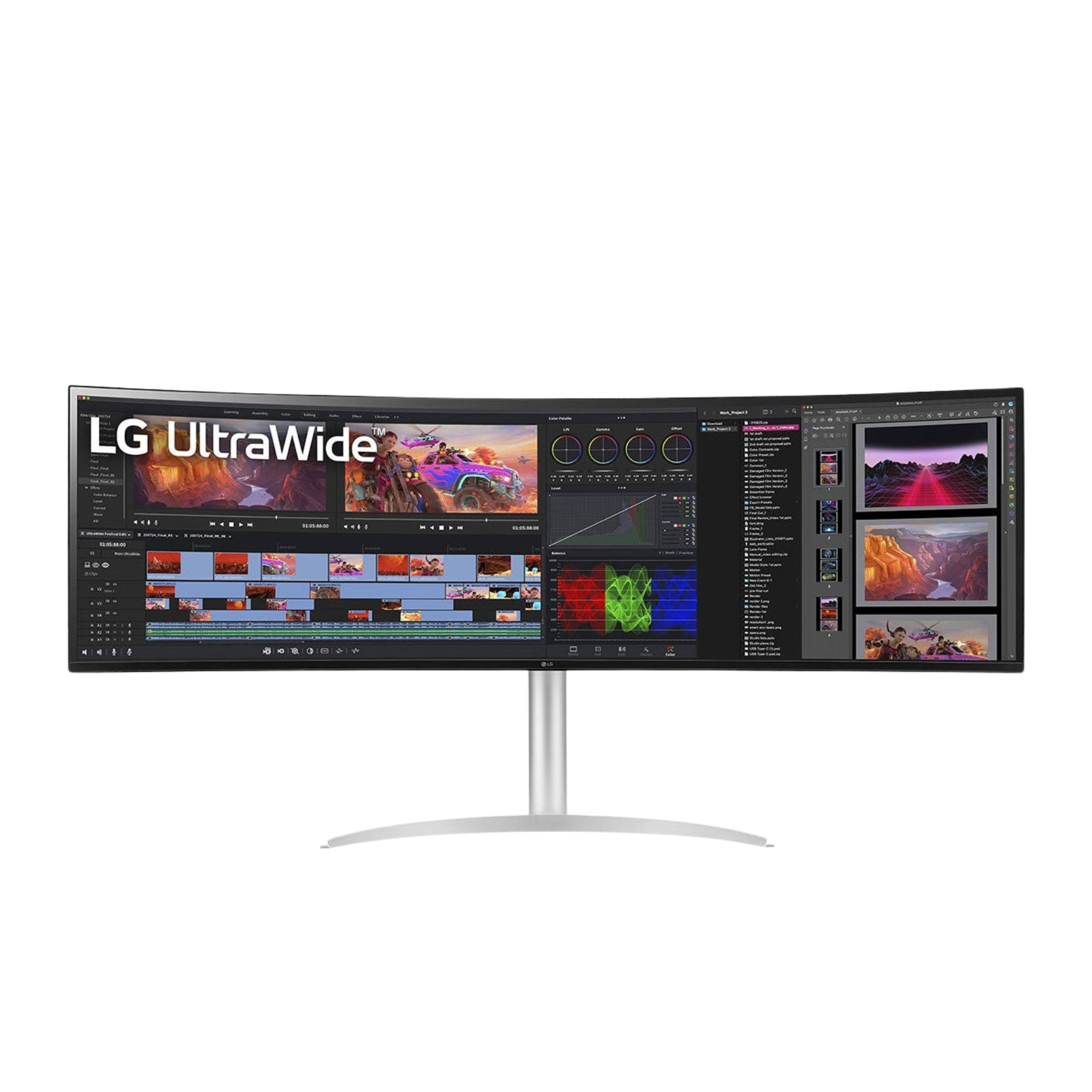 LG 49" 49WQ95C-W Curved UltraWide Dual QHD Monitor, Nano IPS 144Hz- DP,HDMI,USB-C with built in speaker